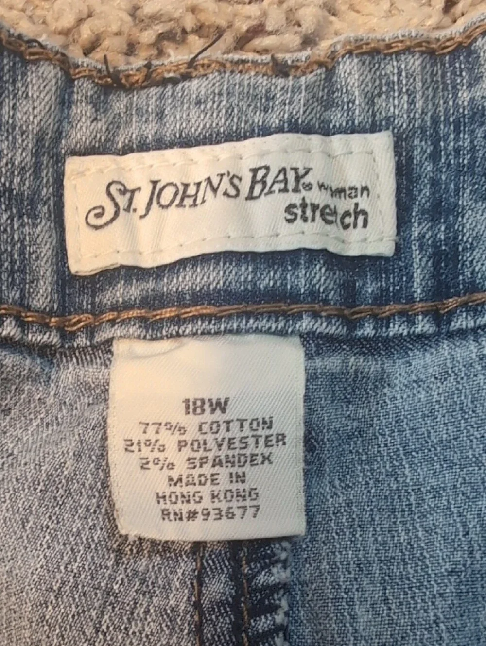 St Johns Bay High Waisted Blue Denim Cropped Wide Leg Bermuda Shorts 18W